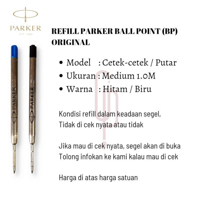 

Terlaris Refill Isi Ulang Pen Parker Ballpoint Ukuran Medium Original