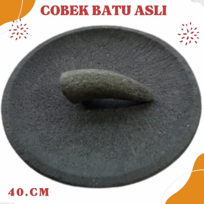 Cobek Batu Asli Ukuran Jumbo 40.Cm