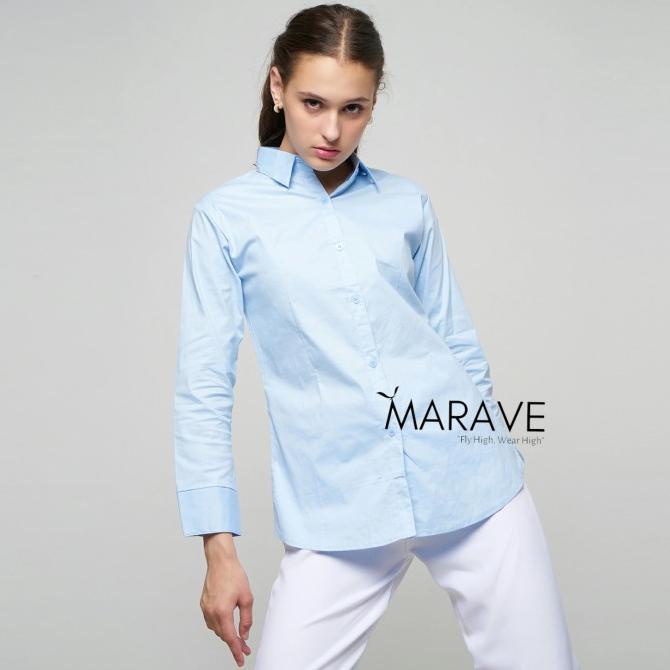 Kemeja Polos Biru Muda Wanita Kemeja Biru Langit Wanita Kemeja Kerja Limited Edition