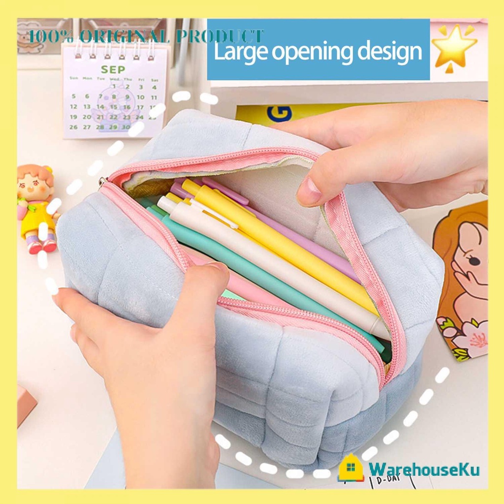 

Tempat Pensil Make Up Cosmetic Bag Pillow Pouch Pencil Case Biru