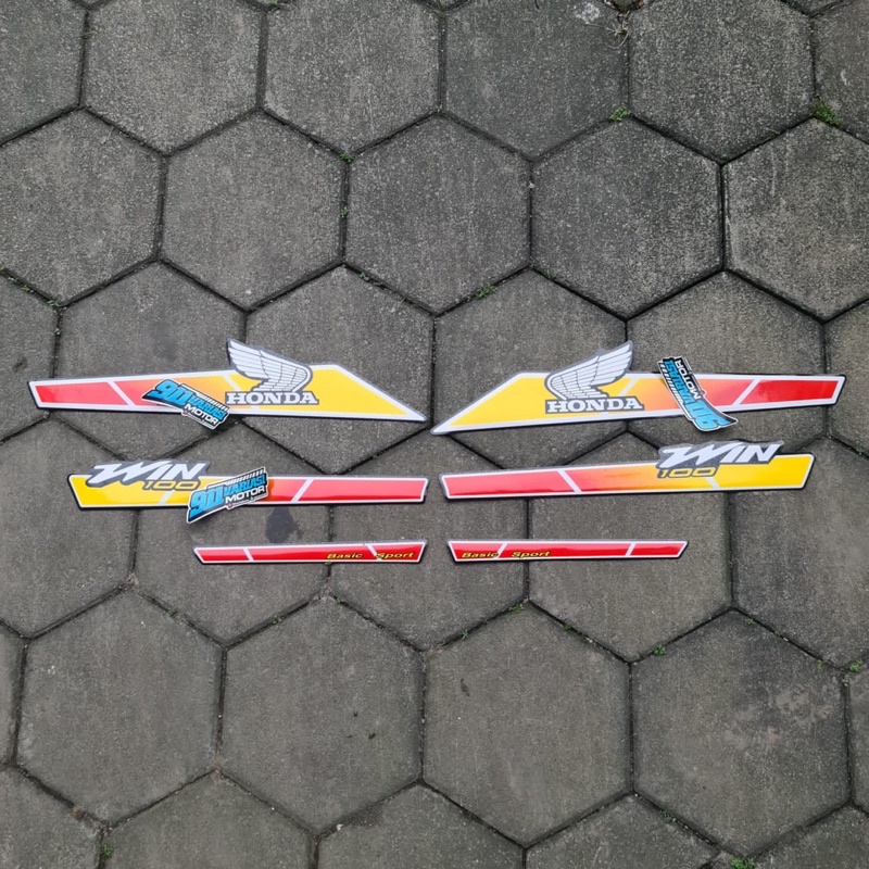 Striping Stiker List Body Win100 Variasi Custom Body Set Tangki Honda Win 100 Warna Jeruk