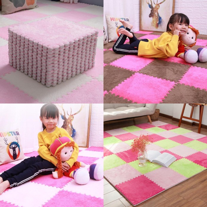 Best Seller Karpet Feather Puzzle Bulu Alas Lantai Bulu Polos Halus Ukuran 30X30