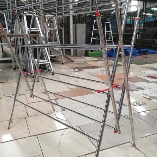 Best Seller Jemuran Baju Stainless Steel 12 Palang Premium 2 Meter Tinggi Besar