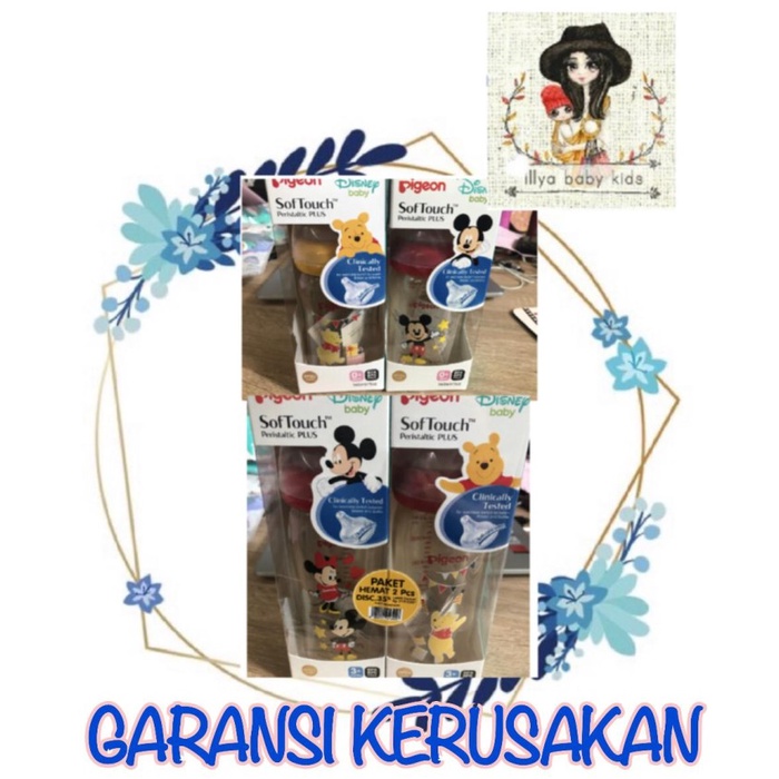 Original Botol Susu Pigeon Disney 160 Ml 240Botol Susu Ppsu Wide Neck