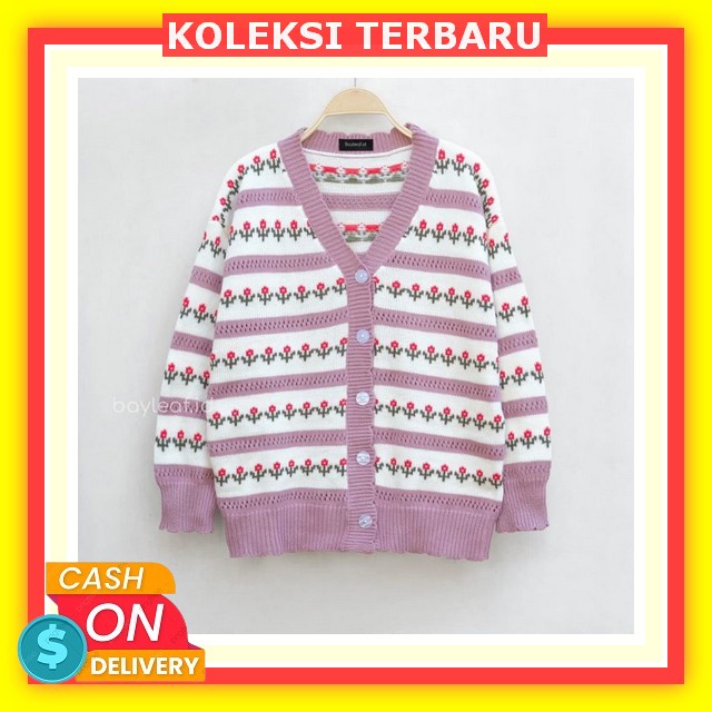 Cardigan Wanita Lengan Panjang Outfit Remaja Dewasa Kekinian Murah Motif Kardigan Oversize Jumbo Kor