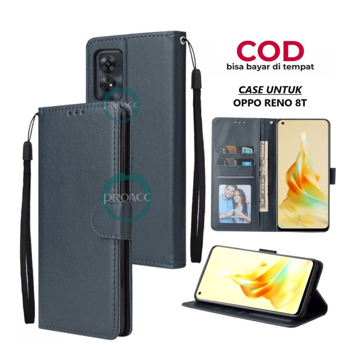 CUCI GUDANG flip wallet for OPPO RENO 8T premium casing handphone cover case