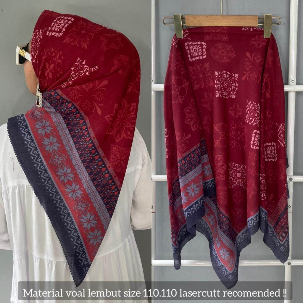 HIJAB SEGI EMPAT VOAL PREMIUM MOTIF AH221