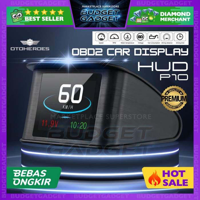 PREMIUM DISPLAY HUD MOBIL OBD2 COMPUTER SPEEDOMETER DIGITAL MOBIL - P10 ORIGINAL TERBARU