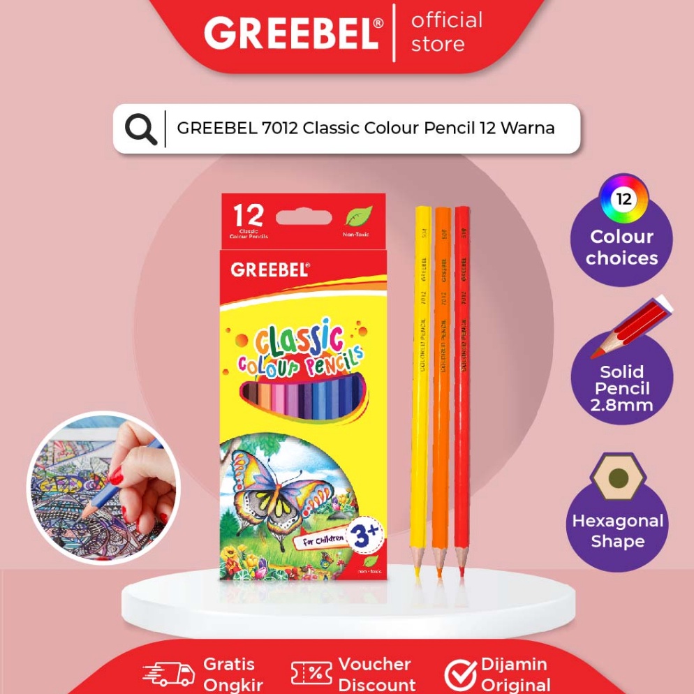 

Modern.. GREEBEL Pensil Warna anak CLASSIC COLOR PENCIL / Coloring Pencils cerah tdk berdebu aman non toxic N7V