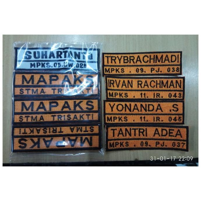 jual Emblem nama / Bordir nama