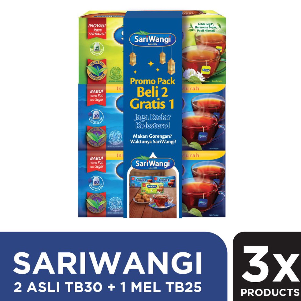 

HARGA MURAH P40 Promo Pack SariWangi 2+1 (2 ASLI TB30 + 1 MELATI TB25) ✩