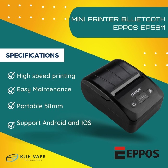 Terlaris Promo Mini Printer Bluetooth Eppos Ep5881 Cetak Resi Bisa Instant