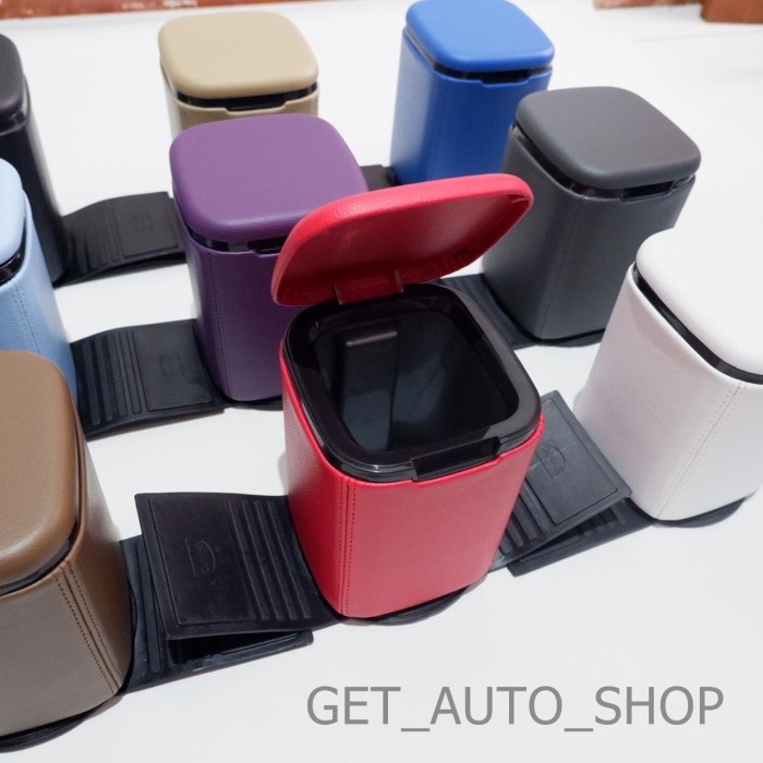 Tempat Sampah Mobil Kotak Sampah Mobil Car Dustbin Lapis Kulit Putih