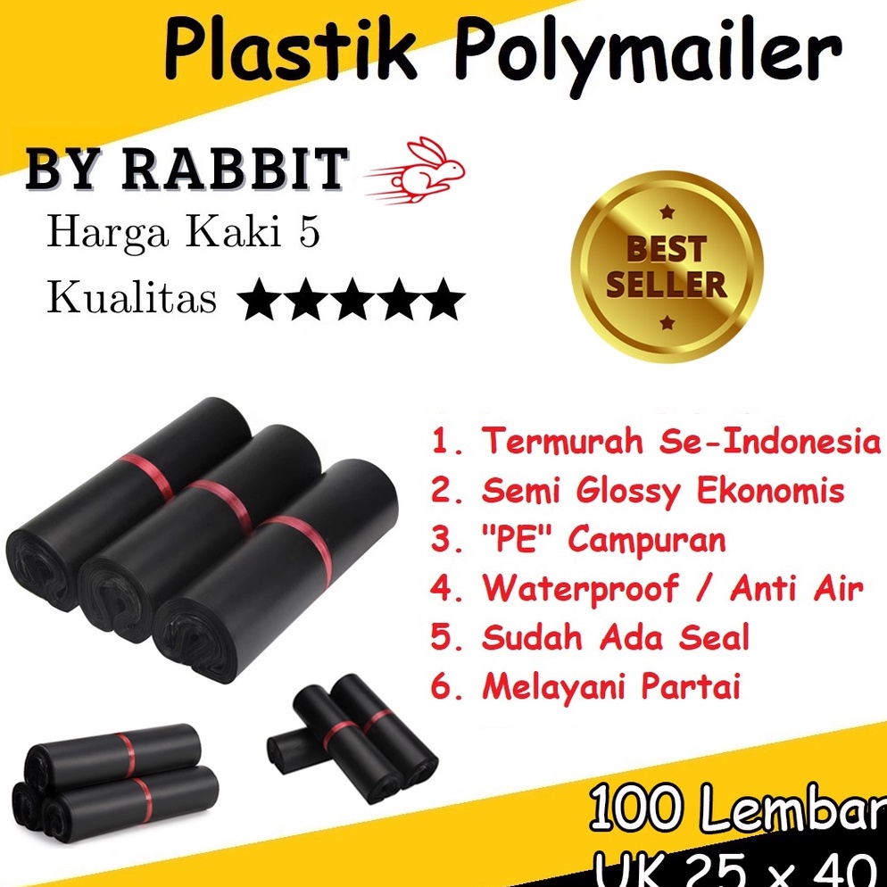 

Murah.. PLASTIK POLYMAILER TERMURAH [25x40] Kantong Plastik Polymailer Hitam Semi Glossy Ekonomis Packaging Online 76