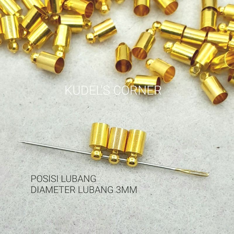 klep tabung/ penutup ujung tali/ end cap/ bead cap 5mm