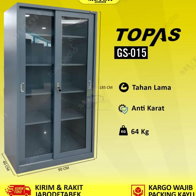 

New Lemari Arsip Lemari Besi Filling Cabinet 2 Kaca Sliding Topas Gs-015 Sale