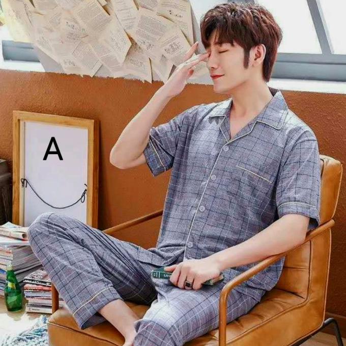 Terbaru Baju Tidur Pria 5677 Piyama Cowo Men Pajamas Murah Katun Sleepwear Set Original