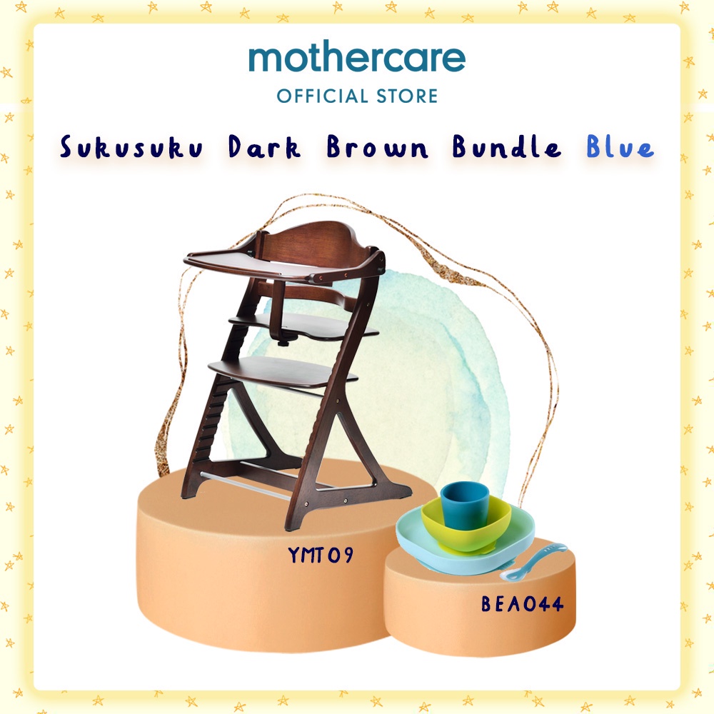 Sukusuku Darkbrown Bundle Blue - Set Peralatan Makan Anak (Mothercare)