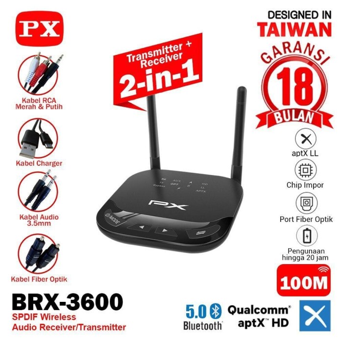 Receiver Bluetooth Transmitter Audio 5.0 HD stereo 2in1 PX BRX-3600