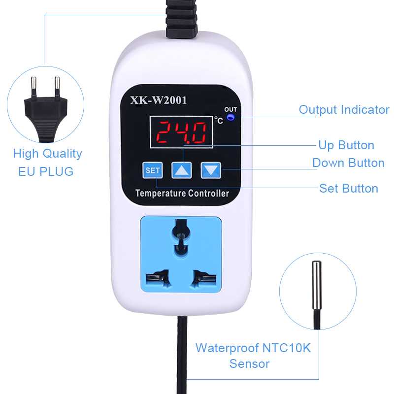 VANJING Stop Kontak Digital Thermostat Timer Switch Probe - XK-W2001