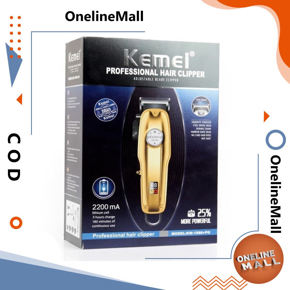 Km1986pg Kemei 1986 Pg Cukuran Rambut Metal Gold Km-1986pg Grosir J49
