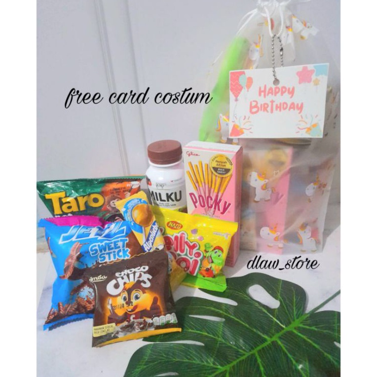 

【F⚡ASH SALE✅】 Paket Snack Ulang Tahun Kemasan Pouch Free card Costum