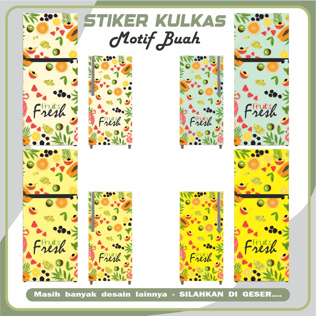 Stiker Kulkas 1 Pintu dan Stiker Kulkas 2 Pintu Motif Buah - Wallpaper Kulkas Waterproof