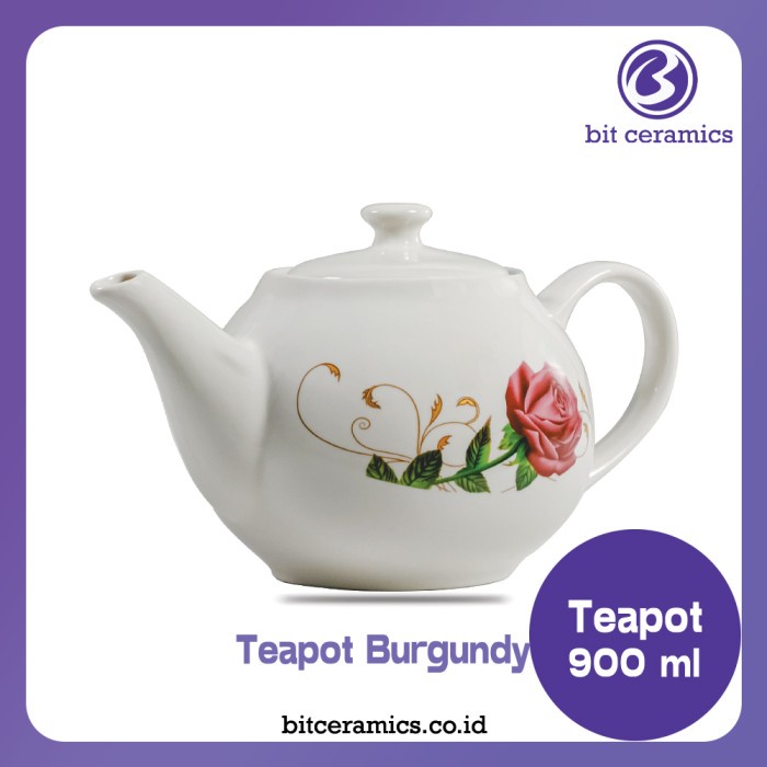 Terlaris Teko Keramik + Tutup Tea Pot 900Ml (Varian) Bitceramic (1 Psg )