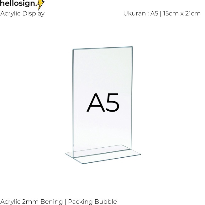 

[KODE PRODUK 6CLGZ7239] Akrilik Display A5 | Tempat Brosur A5 | Acrylic Tent Card Holder Type T