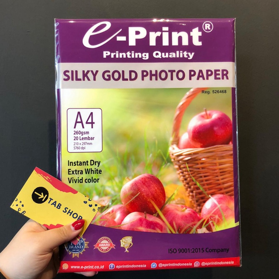 

[KODE PRODUK 9CHUV5468] EPRINT SILKY GOLD PHOTO PAPER A4 KERTAS PHOTO