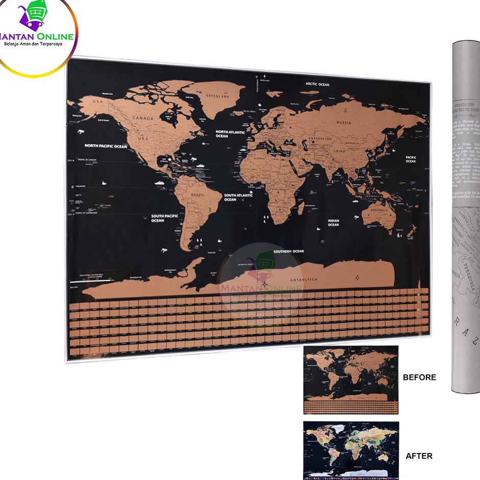 

[KODE PRODUK 9HJJY8692] Poster Peta Dunia Deluxe Scratch World Map National Flag for Travelers