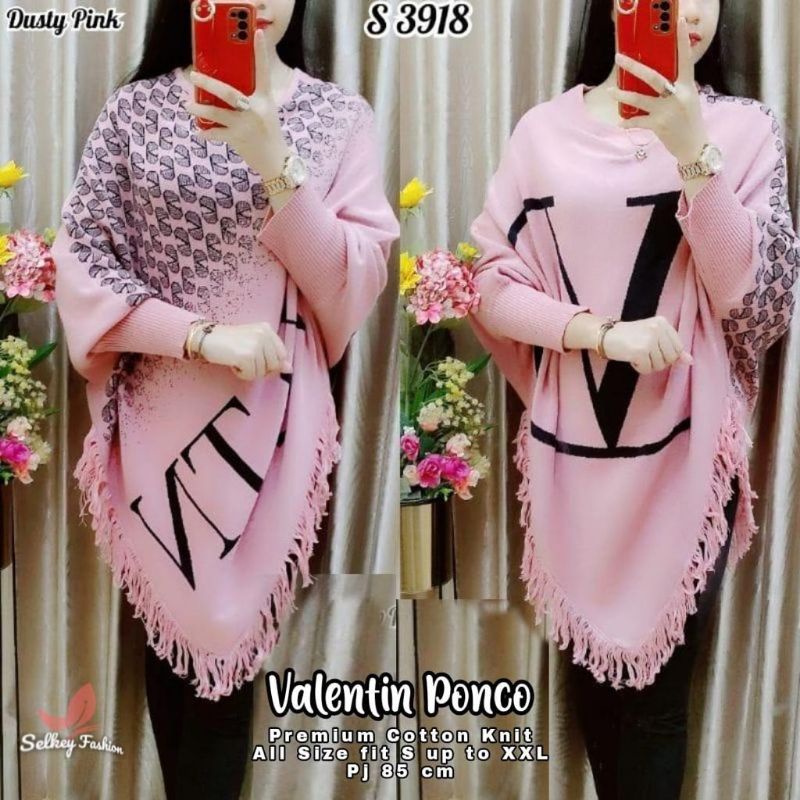 NEW VALENTINE PONCO ATASAN WANITA RAJUT KNIT PREMIUM