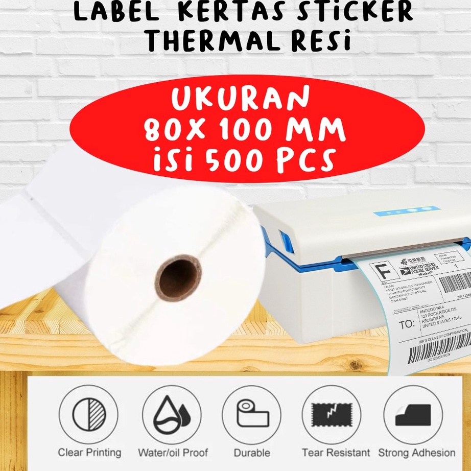 

MWXF1312㊙ Kertas Label Barcode 80x100mm - Stiker Label Thermal 80mm - 500 PCS ☘