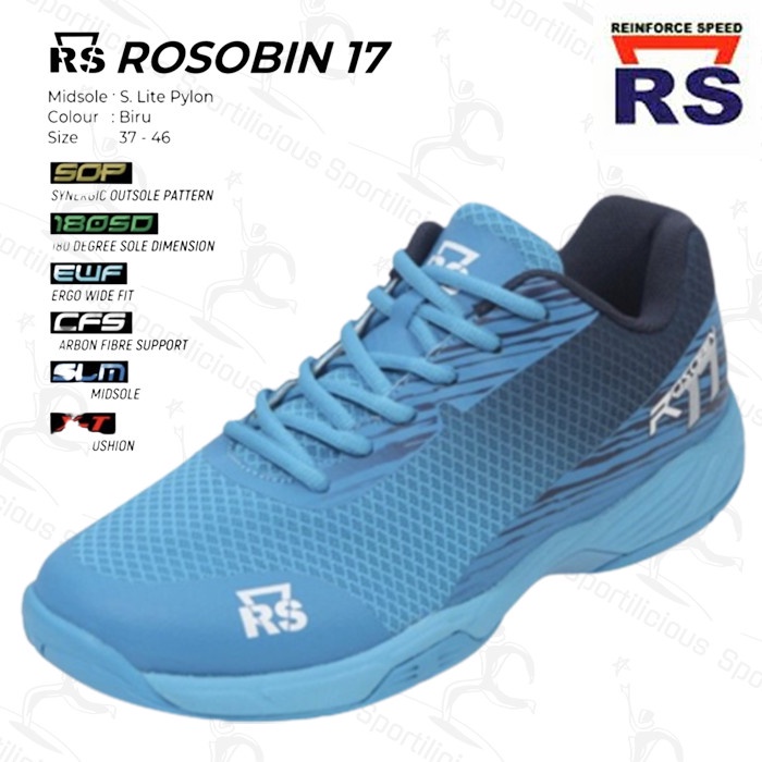 Terlaris Sepatu Bulutangkis Rs Rosobin 17 Biru Original