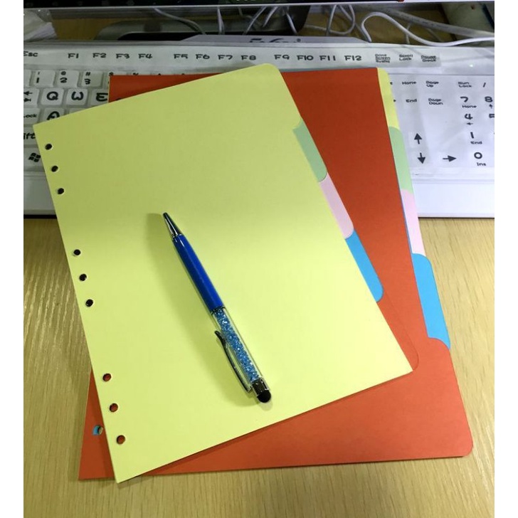 

pembatas warna-warni binder A5 untuk 6 ring dan B5 untuk 9 ring isi 5lembar / kertas pembatas binder B5 / kertas pembatas binder A5