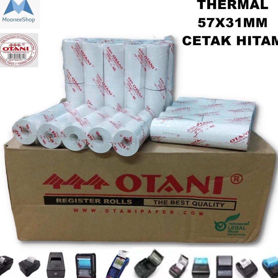 

Terlaris Kertas Thermal 57X30 / 57x31MM OTANI Printer Bluetooth Kasir per 10 Roll SPOT EDC BRI