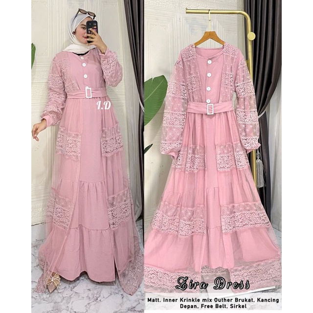 Gamis Brukat 2 in 1 Laudya, Zira Dress (Standart, Jumbo)