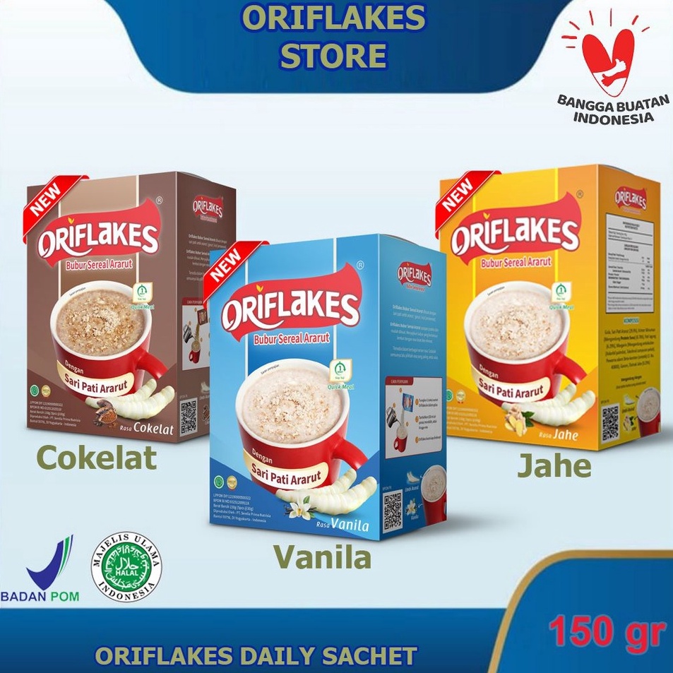 

➘Murah JKZO0 Oriflakes daily sereal umbi garut 150 gram @5 sachet. L71 ✪Seller