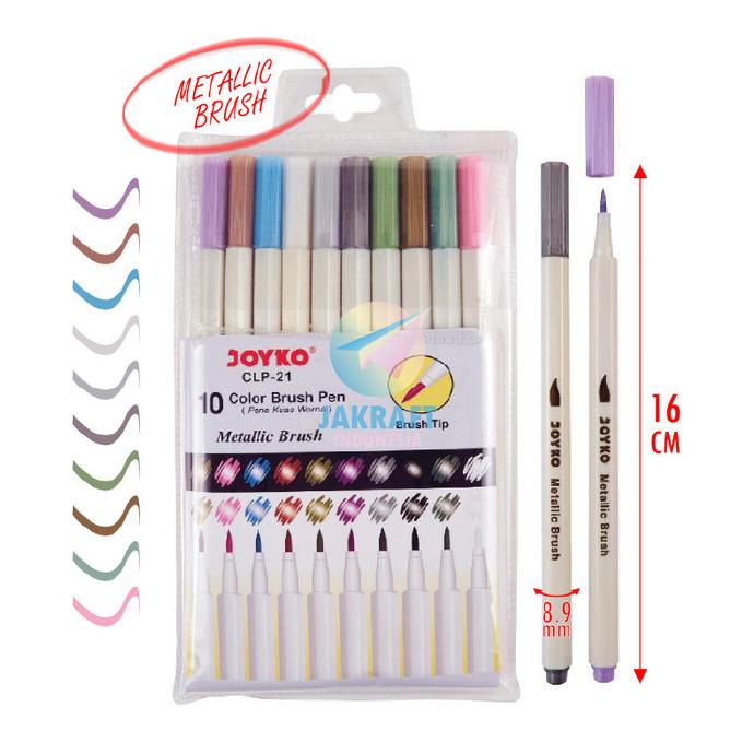 

Terlaris Metallic Color Brush Pen JOYKO 10 Warna CLP-21 Spidol Kuas Metalik SALE