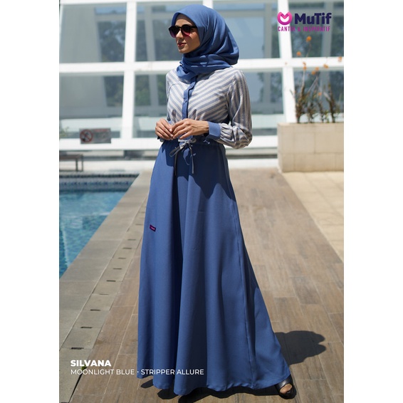 Gamis Silvana Moonlight Blue - Stripper Allure Mutif