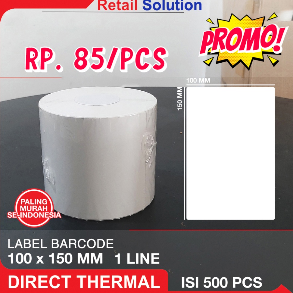 

[KODE PRODUK VESAM9169] Label Thermal Resi Stiker 100x150 mm / 100 x 150 mm / 100x150mm 500pcs