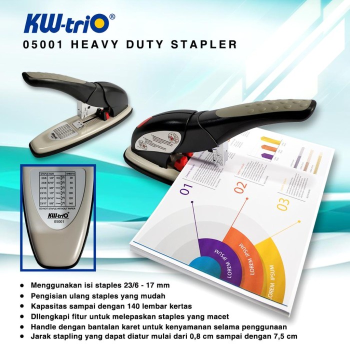 

Heavy duty 5001 EFFORTLESS stapler KW-TRIO. 160 Halaman, GRATIS ISI