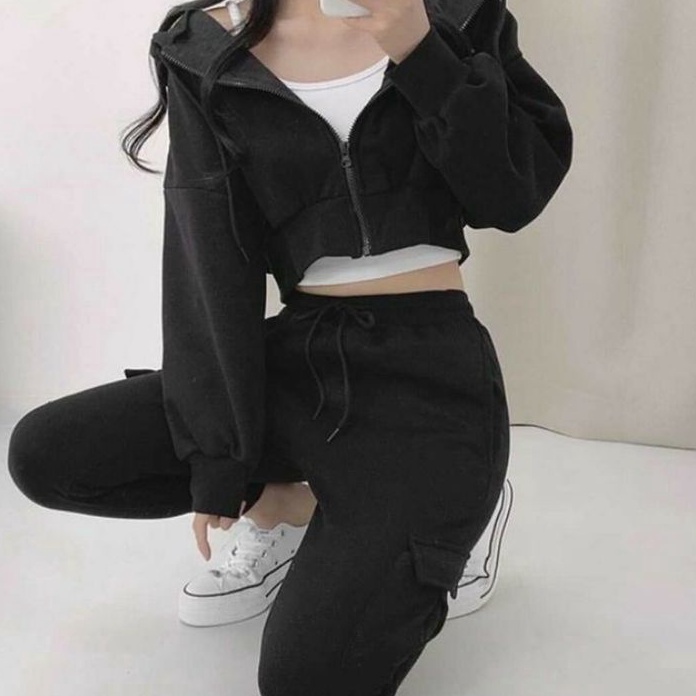 MHYM6207㊘ Jaket Wanita Crop | Sweater Style Korea | Ziper Crop Hoodie Sweatshirt | Hoodie Crop wanit