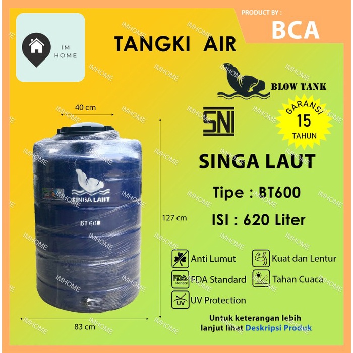 Tangki / Toren Air Singa Laut 600 Liter Anti Lumut Blow Tank 500 Liter