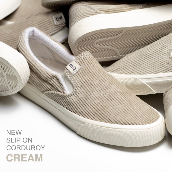 Terlaris Marque.Co Corduroy Slip-On - Warna Cream, Sepatu Untuk Pria&Wanita