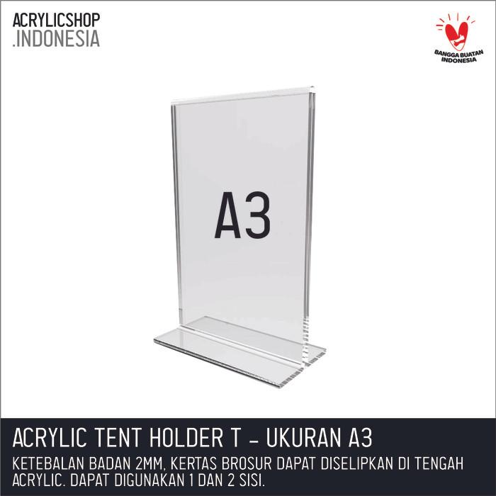 

Akrilik Tempat Brosur A3/Acrylic Tent Card Holder Stand 2Sisi A3 Typet