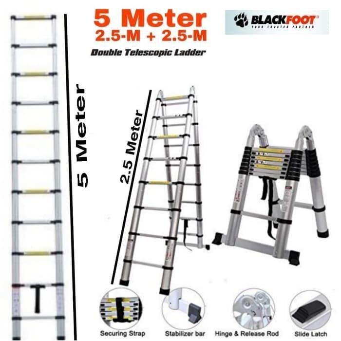 TANGGA LIPAT TELESKOPIK 5 METER DOUBLE