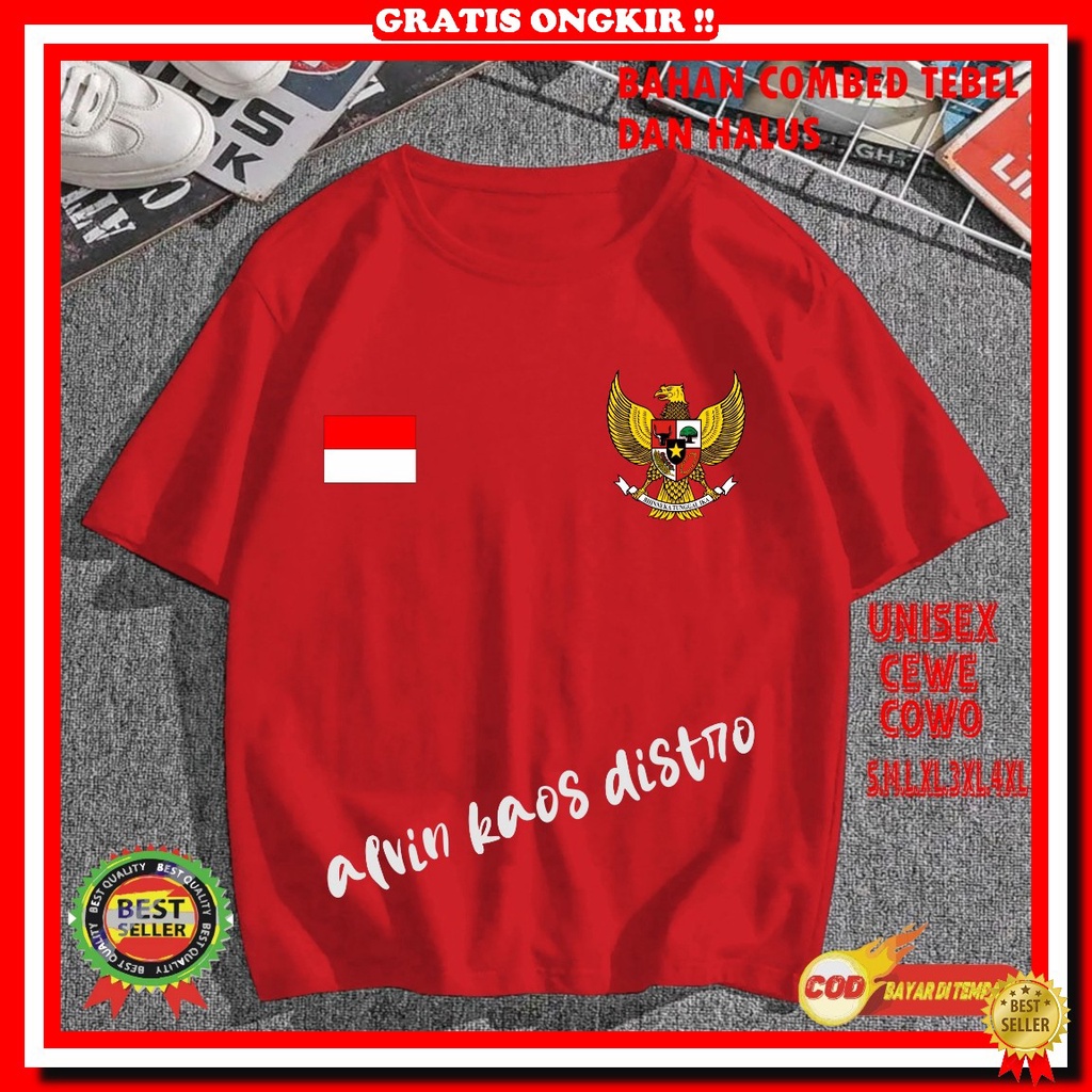 Kaos Lengan Panjang Anak Laki-Laki Perempuan Junior Teen Remaja Merah Putih Merdeka Kemerdekaan 17 A