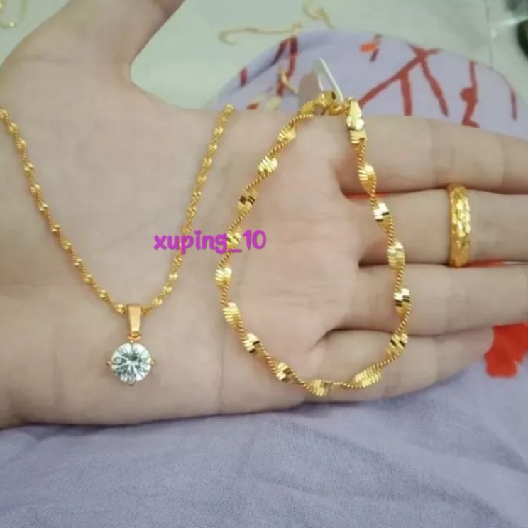 HOT set perhiasan wanita dewasa 25,set perhiasan TITANIUM asli anti luntur terbaru, perhiasan 1 set 