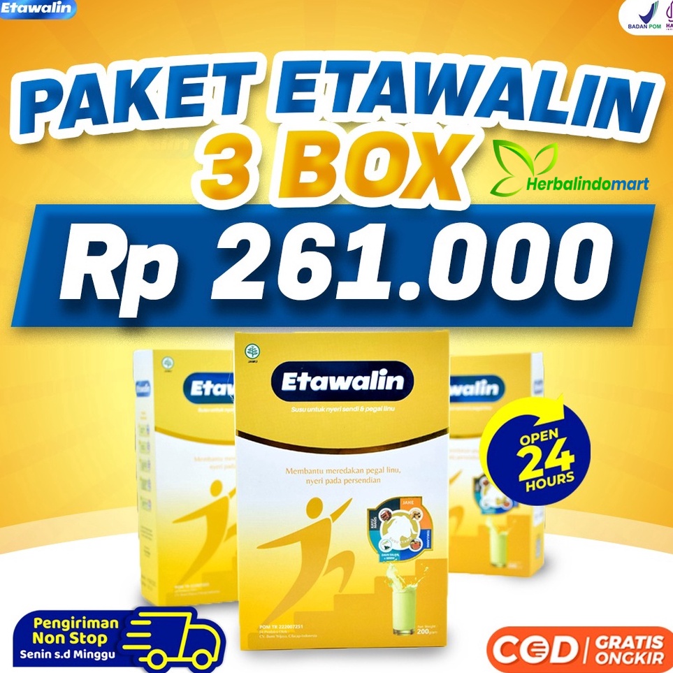 

Terbaru Etawalin Paket 3 Box – Susu Etawa Tingkatkan Kepadatan & Kesehatan Tulang Sendi Atasi Nyeri Sendi Susu Anti Asam Urat Rematik Reumatik